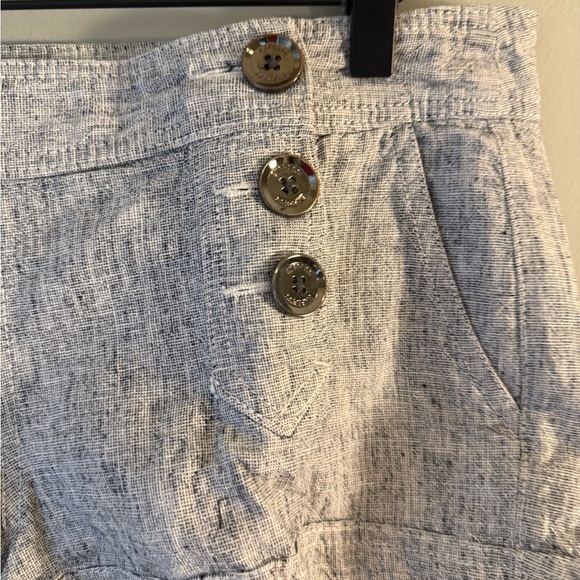 Express Linen Blend High Rise Shorts Women’s 8 Gray Button Front Pockets - Picture 3 of 8